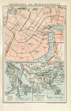 Neuorleans und Mississippidelta historischer Stadtplan Karte Lithographie ca. 1898