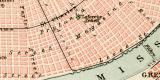 Neuorleans und Mississippidelta historischer Stadtplan Karte Lithographie ca. 1900