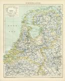 Niederlande Karte Lithographie 1896 Original der Zeit