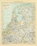 Niederlande Karte Lithographie 1899 Original der Zeit