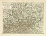 Nieder- & Oberösterreich Karte Lithographie 1896...