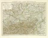 Nieder- und Ober- Österreich historische Landkarte Lithographie ca. 1897
