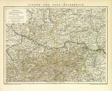 Nieder- und Ober- Österreich historische Landkarte Lithographie ca. 1900