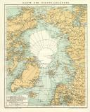 Nordpolarländer Karte Lithographie 1897 Original der...