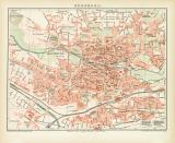 Nürnberg historischer Stadtplan Karte Lithographie ca. 1892