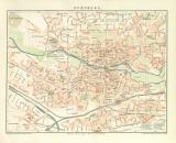Nürnberg historischer Stadtplan Karte Lithographie ca. 1897
