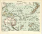 Oceanien historische Landkarte Lithographie ca. 1896