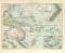 Oceanien Karte Lithographie 1900 Original der Zeit