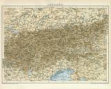 Ostalpen historische Landkarte Lithographie ca. 1892