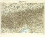 Ostalpen historische Landkarte Lithographie ca. 1897