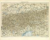 Ostalpen historische Landkarte Lithographie ca. 1898