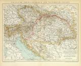 Politische Übersichtskarte von Österreich-Ungarn historische Landkarte Lithographie ca. 1892