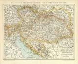 Österreich-Ungarn politische Karte Lithographie 1894...