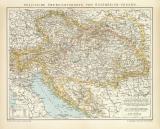 Österreich-Ungarn politische Karte Lithographie 1898...