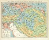 Karte der Bevölkerungsdichtigkeit in Österreich-Ungarn historische Landkarte Lithographie ca. 1892