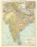 Indien Karte Lithographie 1897 Original der Zeit