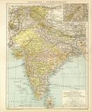 Indien Karte Lithographie 1898 Original der Zeit