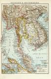 Ostindien II. Hinterindien historische Landkarte Lithographie ca. 1897