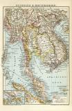 Ostindien II. Hinterindien historische Landkarte Lithographie ca. 1900