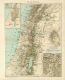 Palästina Karte Lithographie 1896 Original der Zeit
