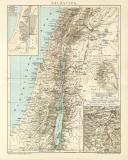 Palästina Karte Lithographie 1897 Original der Zeit