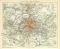 Paris und Umgebung historischer Stadtplan Karte Lithographie ca. 1900