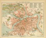 St. Petersburg Stadtplan Lithographie 1896 Original der Zeit