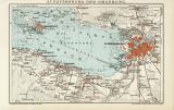 St. Petersburg und Umgebung historischer Stadtplan Karte Lithographie ca. 1892