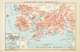 Plymouth und Umgebung historischer Stadtplan Karte Lithographie ca. 1892