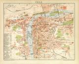 Prag Stadtplan Lithographie 1896 Original der Zeit