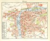Prag Stadtplan Lithographie 1898 Original der Zeit