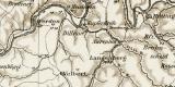 Rheinisch Westfälisches Kohlen- und Industriegebiet historische Landkarte Lithographie ca. 1892
