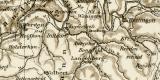 Rheinisch Westfälisches Kohlen- und Industriegebiet historische Landkarte Lithographie ca. 1896