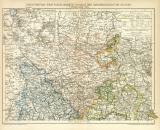 Rheinprovinz Westfalen Hessen I. Karte Lithographie 1896...