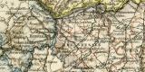 Rheinprovinz Westfalen Hessen Nassau und Grossherzogtum Hessen I. Nördlicher Teil historische Landkarte Lithographie ca. 1897