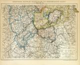 Rheinprovinz Westfalen Hessen Nassau und Grossherzogtum Hessen II. Südlicher Teil historische Landkarte Lithographie ca. 1896