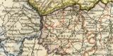 Rheinprovinz Westfalen Hessen Nassau und Grossherzogtum Hessen II. Südlicher Teil historische Landkarte Lithographie ca. 1897