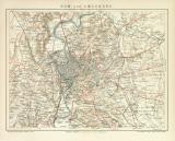 Rom Umgebung Stadtplan Lithographie 1897 Original der Zeit