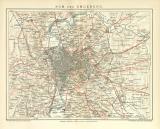 Rom und Umgebung historischer Stadtplan Karte Lithographie ca. 1900