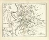 Altes Rom historische Landkarte Lithographie ca. 1892