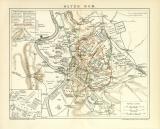 Altes Rom historische Landkarte Lithographie ca. 1896