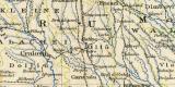 Rumänien Bulgarien und Serbien historische Landkarte Lithographie ca. 1896
