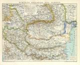 Rumänien Bulgarien Serbien Karte Lithographie 1898...