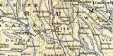 Rumänien Bulgarien und Serbien historische Landkarte Lithographie ca. 1900