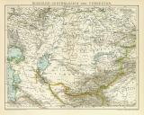 Russisch Zentralasien Turkestan Karte Lithographie 1892...