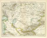 Russisch Zentralasien Turkestan Karte Lithographie 1897...
