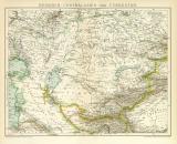 Russisch Zentralasien Turkestan Karte Lithographie 1898...