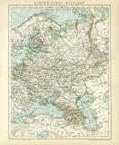Europäisches Russland historische Landkarte Lithographie ca. 1892