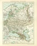 Europäisches Russland historische Landkarte Lithographie ca. 1897