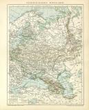 Europäisches Russland historische Landkarte Lithographie ca. 1898